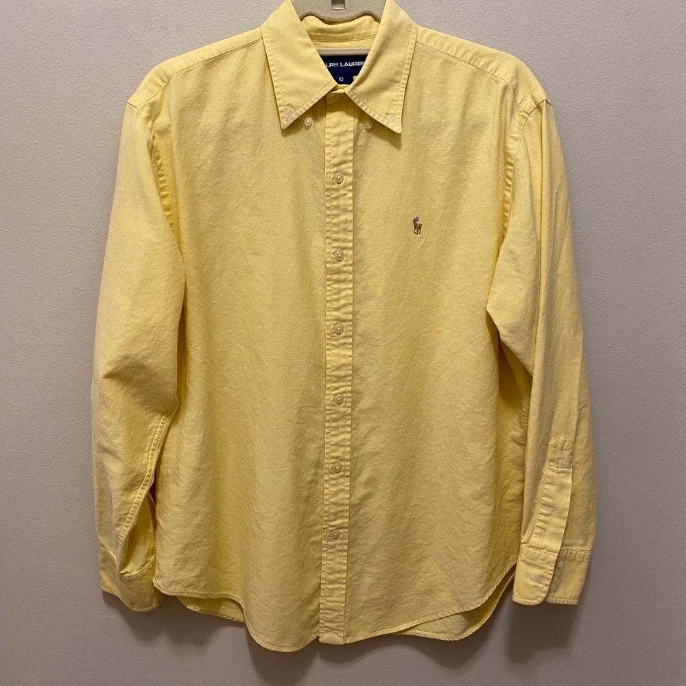 Mans Ralph Lauren pale yellow long sleeve button down shirt size 10 beau… - Picture 2 of 13